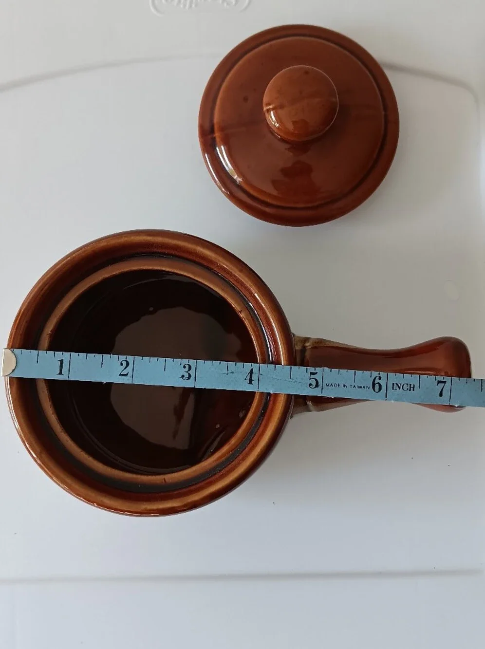 Vintage Handled Ceramic Crock French Onion Soup Bowl & Lid Made in Japan Brown
